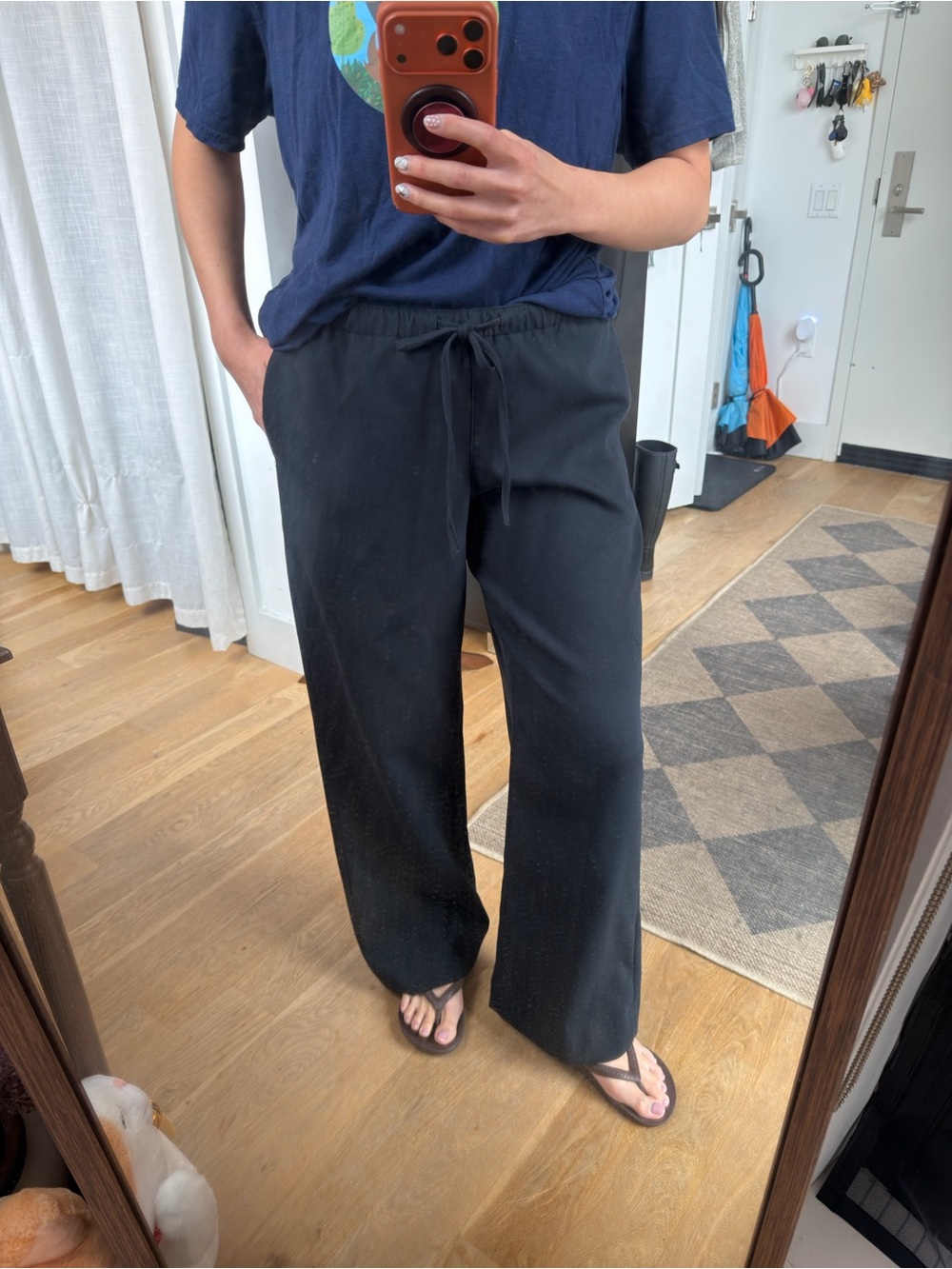 Abercrombie & Fitch Black Wide-Leg Drawstring Pants